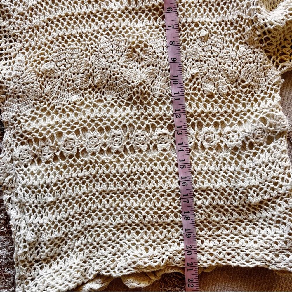 Vintage Willow Ridge Ivory Crochet Button Front Cardigan Medium Cottage Granny - Picture 9 of 10
